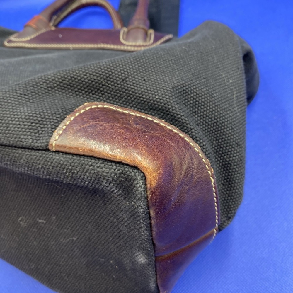 LEVENGER Canvas LEATHER Trim TOTE BAG PURSE BROWN BLACK SHOULDER BAG - Picture 8 of 11